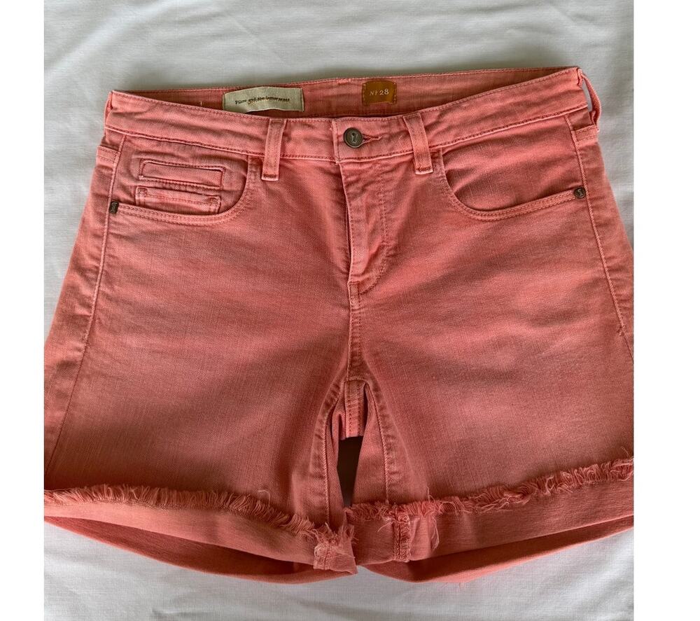 Pilcro and the Letterpress No.28 Salmon Cutoff Denim Shorts by Anthropologie